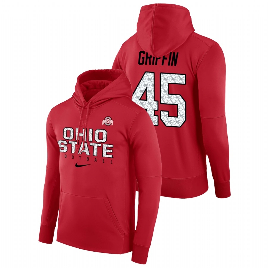Ohio State Buckeyes Men's NCAA Archie Griffin #45 Scarlet Practice Performance Pullover College Football Hoodie HKT1549OT